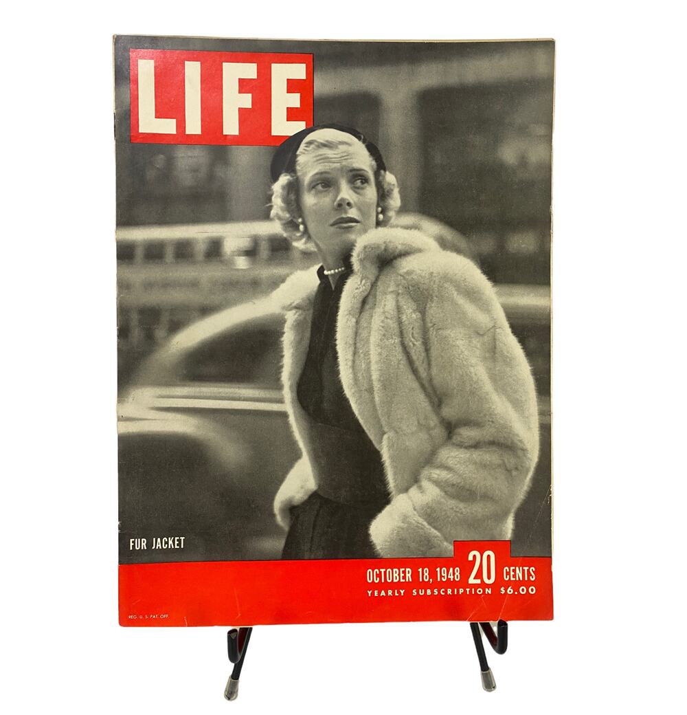 LIFE Magazine October 18 1948 Barbara Wood Fur Jacket Cover Vintage Fashion